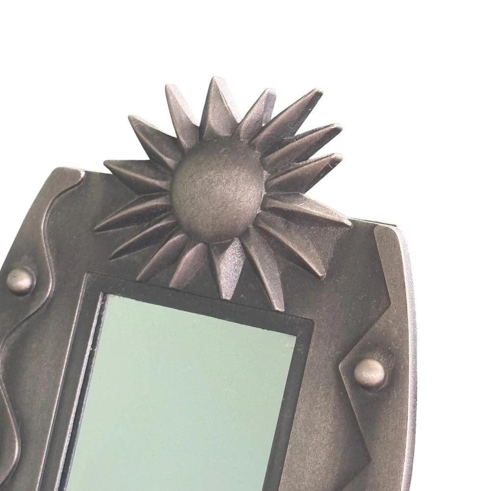 Vintage 1993 Figi Graphics Celestial Sun Moon Pewter Toned Mirror‎ Frame 3x5